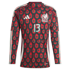 Guillermo Ochoa Mexico National Team 2024 Home Replica Player Long Sleeve Jersey Burgundy - Adidas