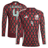 Edson Alvarez Mexico National Team 2024 Home Replica Player Long Sleeve Jersey Burgundy - Adidas