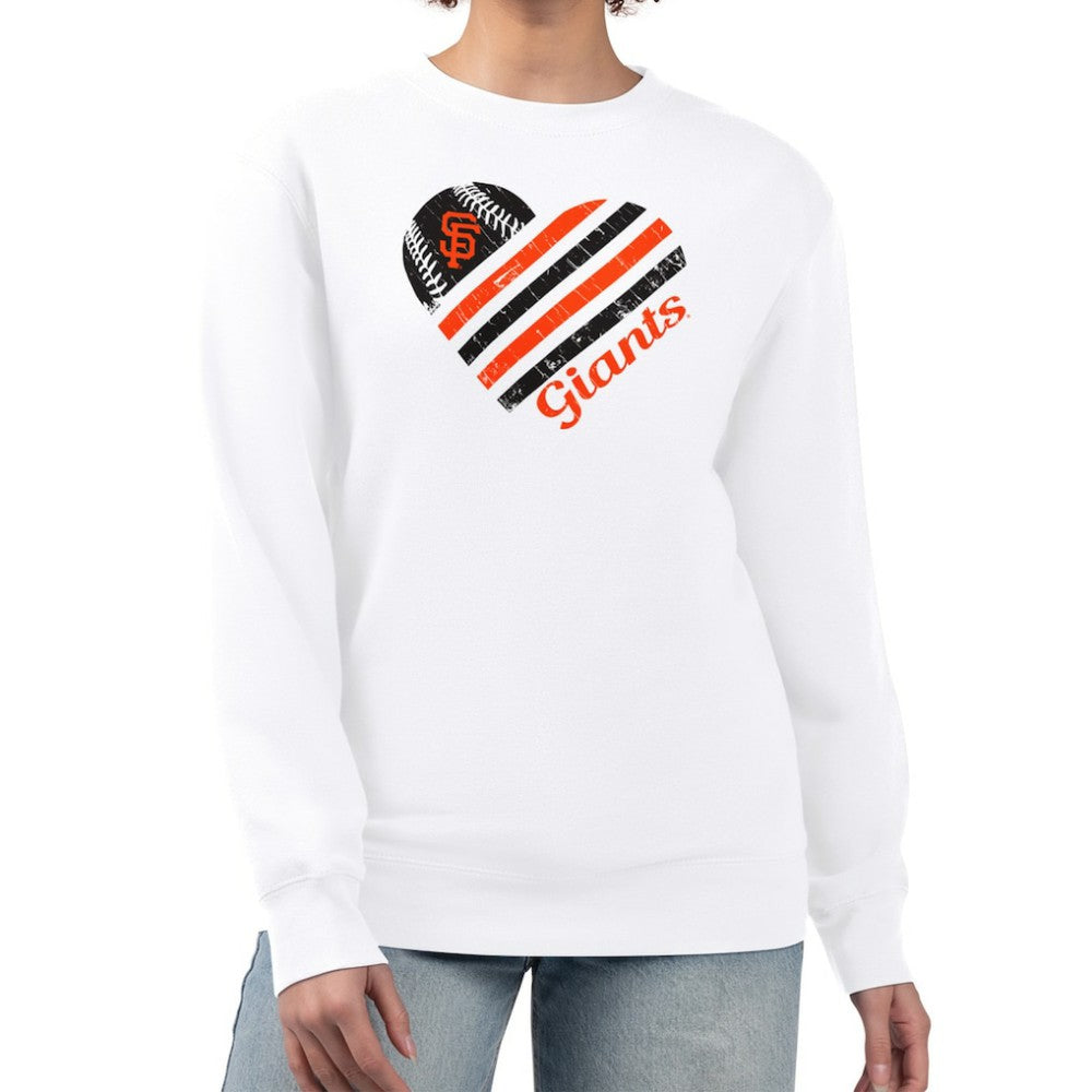 San Francisco Giants G-III 4Her by Carl Banks Women's Heart Logo Fleece Pullover Sweatshirt White