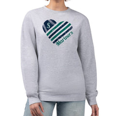 Seattle Mariners G-III 4Her by Carl Banks Women's Heart Logo Fleece Pullover Sweatshirt Heather Gray