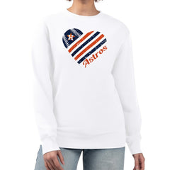 Houston Astros G-III 4Her by Carl Banks Women's Heart Logo Fleece Pullover Sweatshirt White