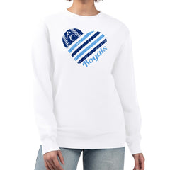 Kansas City Royals G-III 4Her by Carl Banks Women's Heart Logo Fleece Pullover Sweatshirt White