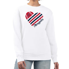 Los Angeles Angels G-III 4Her by Carl Banks Women's Heart Logo Fleece Pullover Sweatshirt White