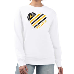 Pittsburgh Pirates G-III 4Her by Carl Banks Women's Heart Logo Fleece Pullover Sweatshirt White