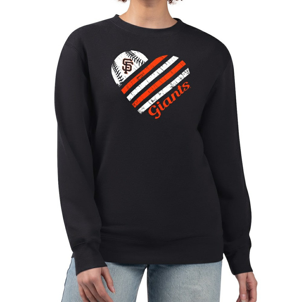 San Francisco Giants G-III 4Her by Carl Banks Women's Heart Logo Fleece Pullover Sweatshirt Black
