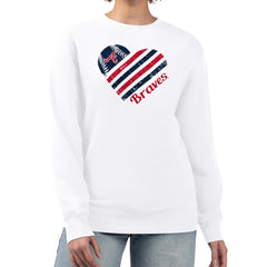 Atlanta Braves G-III 4Her by Carl Banks Women's Heart Logo Fleece Pullover Sweatshirt White