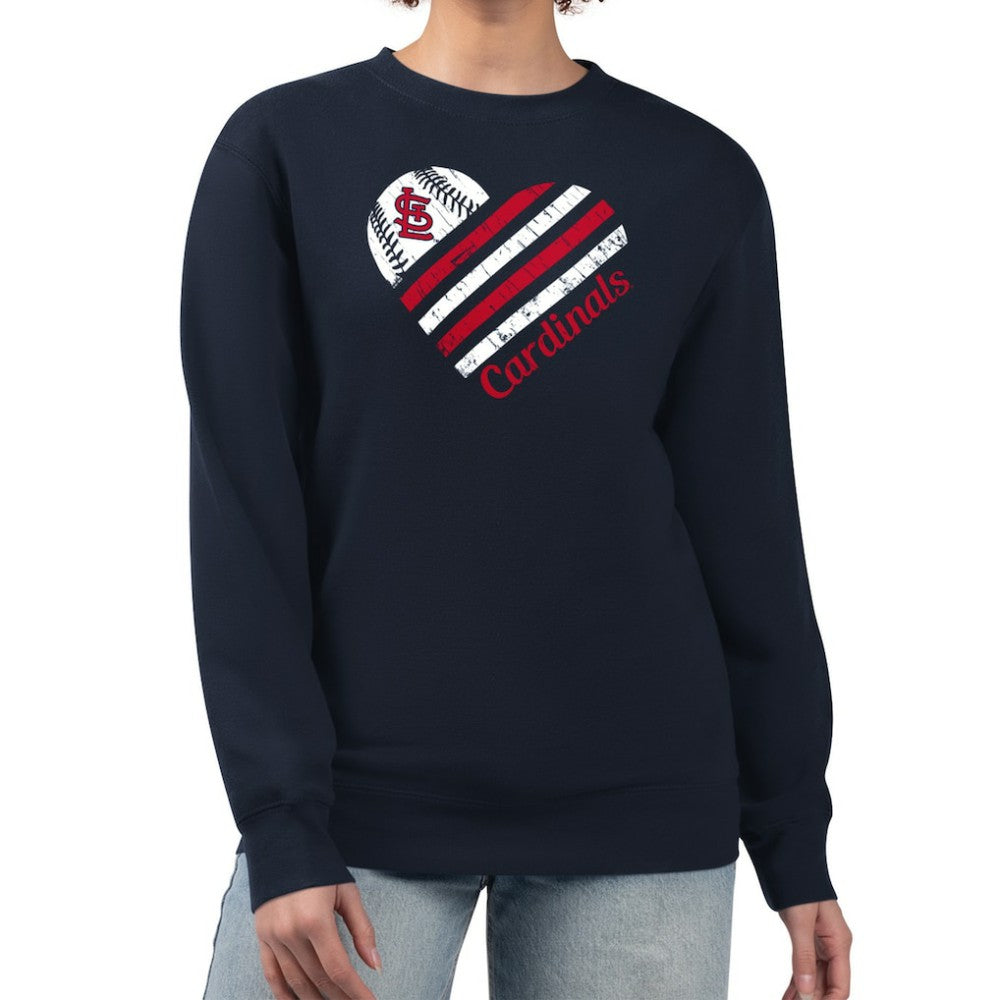 St. Louis Cardinals G-III 4Her by Carl Banks Women's Heart Logo Fleece Pullover Sweatshirt Navy