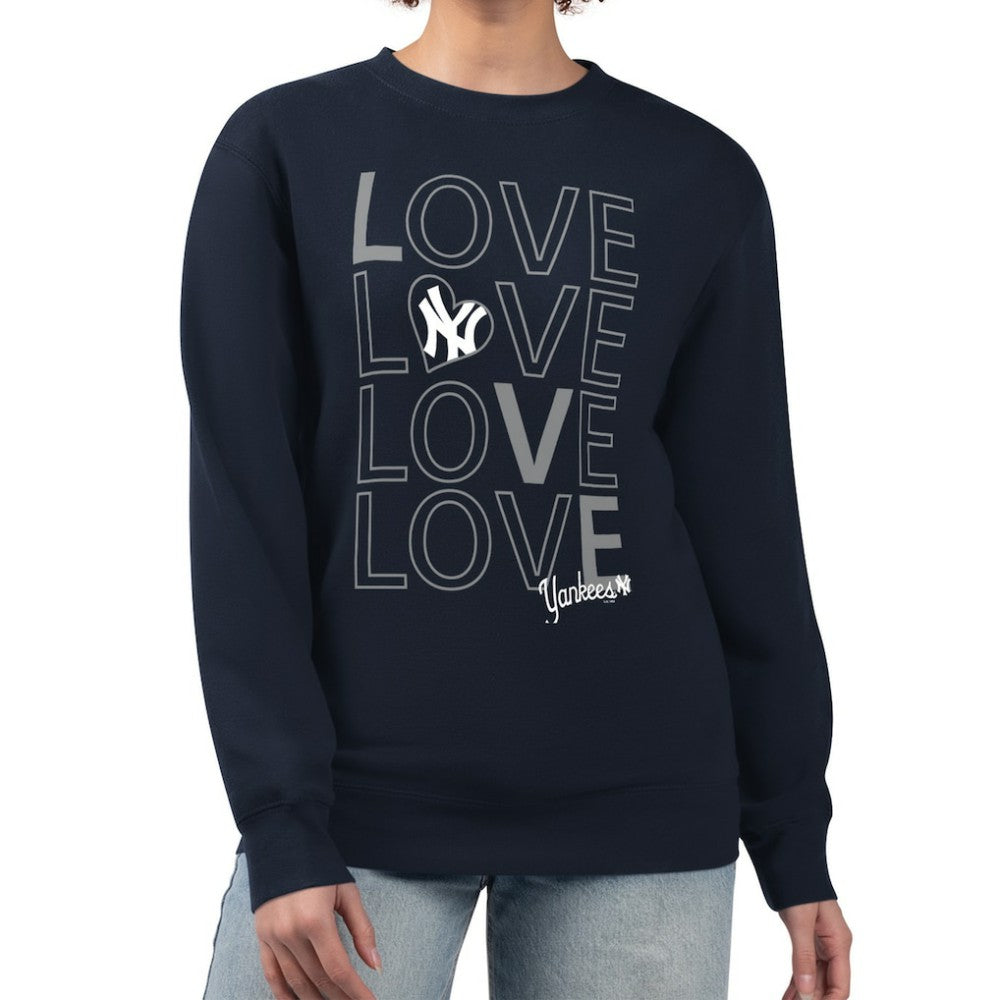 New York Yankees G-III 4Her by Carl Banks Women's Love Team Logo Fleece Pullover Sweatshirt Navy
