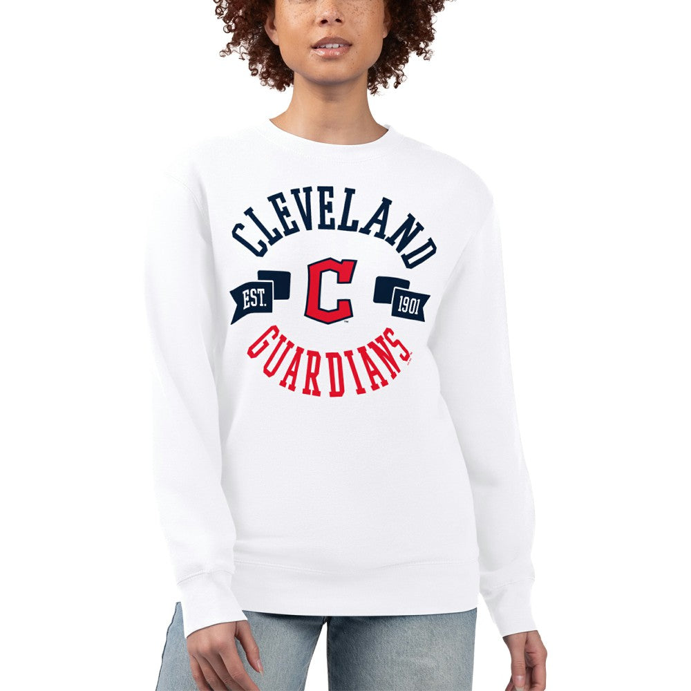 Cleveland Guardians G-III 4Her by Carl Banks Women's Team Logo Fleece Pullover Sweatshirt White
