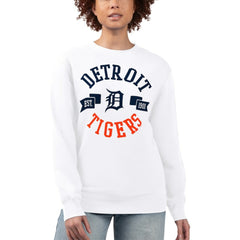 Detroit Tigers G-III 4Her by Carl Banks Women's Team Logo Fleece Pullover Sweatshirt White
