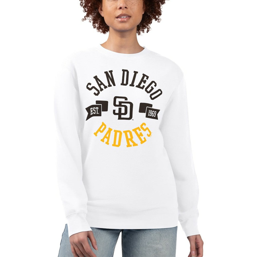 San Diego Padres G-III 4Her by Carl Banks Women's Team Logo Fleece Pullover Sweatshirt White