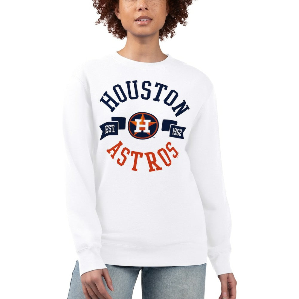 Houston Astros G-III 4Her by Carl Banks Women's Team Logo Fleece Pullover Sweatshirt White