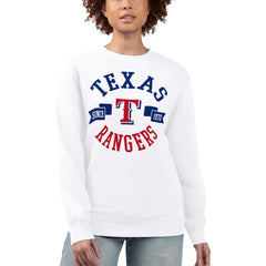 Texas Rangers G-III 4Her by Carl Banks Women's Team Logo Fleece Pullover Sweatshirt White
