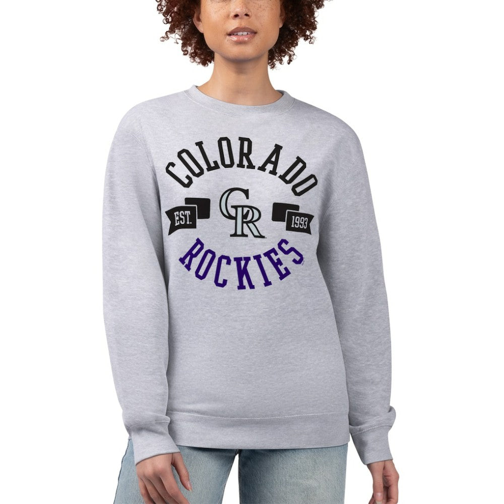 Colorado Rockies G-III 4Her by Carl Banks Women's Team Logo Fleece Pullover Sweatshirt Heather Gray