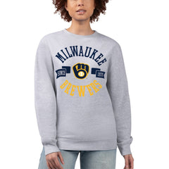 Milwaukee Brewers G-III 4Her by Carl Banks Women's Team Logo Fleece Pullover Sweatshirt Heather Gray