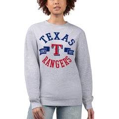 Texas Rangers G-III 4Her by Carl Banks Women's Team Logo Fleece Pullover Sweatshirt Heather Gray