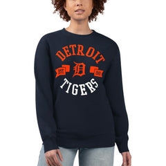 Detroit Tigers G-III 4Her by Carl Banks Women's Team Logo Fleece Pullover Sweatshirt Navy