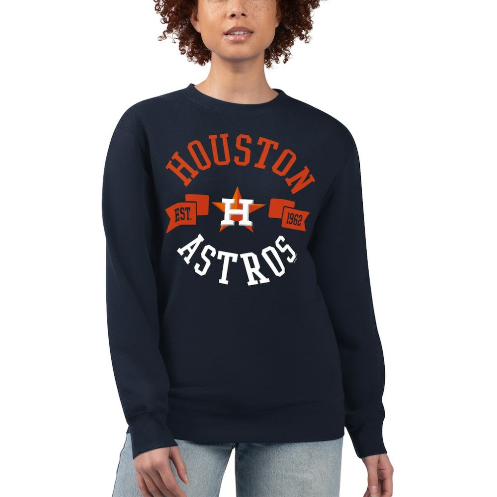 Houston Astros G-III 4Her by Carl Banks Women's Team Logo Fleece Pullover Sweatshirt Navy