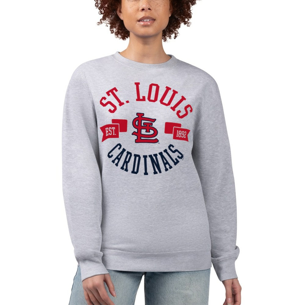 St. Louis Cardinals G-III 4Her by Carl Banks Women's Team Logo Fleece Pullover Sweatshirt Heather Gray