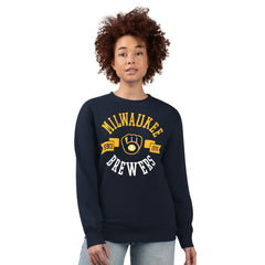 Milwaukee Brewers G-III 4Her by Carl Banks Women's Team Logo Fleece Pullover Sweatshirt Navy