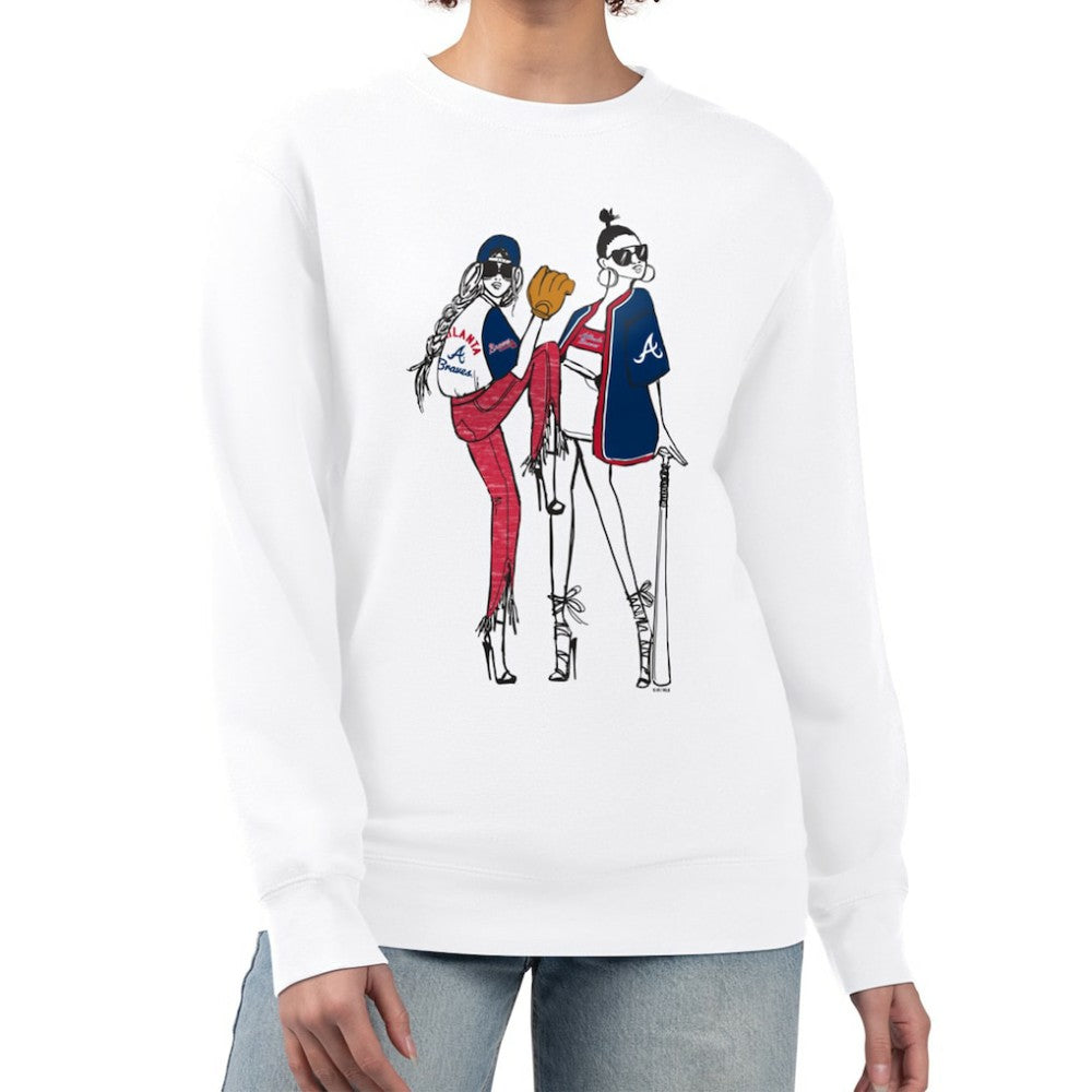 Atlanta Braves G-III 4Her by Carl Banks Women's Baseball Girls Fleece Pullover Sweatshirt White