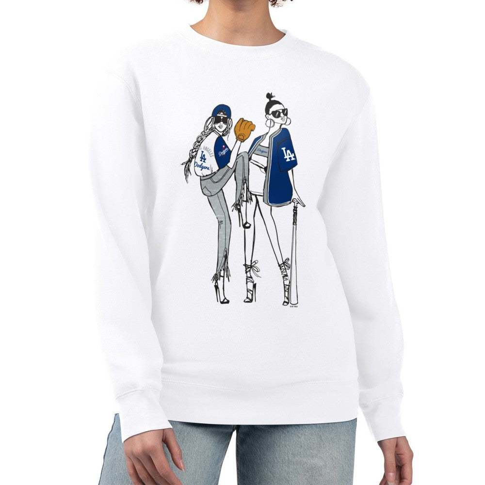 Los Angeles Dodgers G-III 4Her by Carl Banks Women's Baseball Girls Fleece Pullover Sweatshirt White