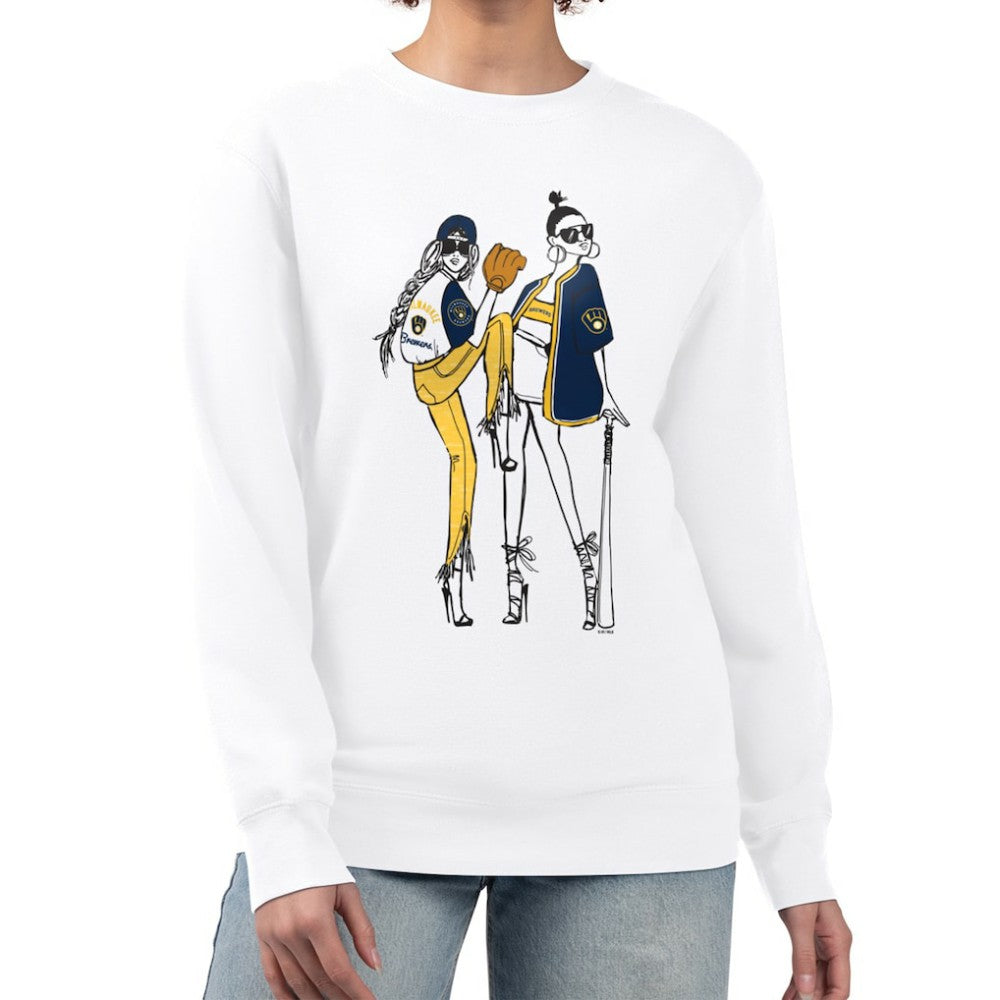 Milwaukee Brewers G-III 4Her by Carl Banks Women's Baseball Girls Fleece Pullover Sweatshirt White