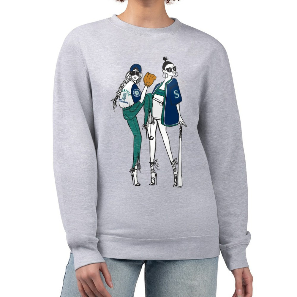 Seattle Mariners G-III 4Her by Carl Banks Women's Baseball Girls Fleece Pullover Sweatshirt Heather Gray