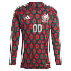 Mexico National Team 2024 Home Replica Custom Long Sleeve Jersey Burgundy - Adidas