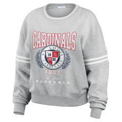 St. Louis Cardinals WEAR by Erin Andrews Women's Domestic Crest Pullover Sweatshirt Heather Gray