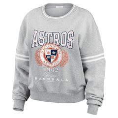 Houston Astros WEAR by Erin Andrews Women's Domestic Crest Pullover Sweatshirt Heather Gray