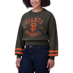 San Francisco Giants WEAR by Erin Andrews Women's Vintage Washed Cropped Pullover Sweatshirt Black