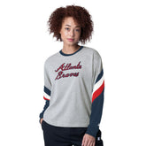 Atlanta Braves Starter Women's Triple A Fashion Color Block Long Sleeve Top Heather Gray