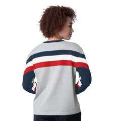 Atlanta Braves Starter Women's Triple A Fashion Color Block Long Sleeve Top Heather Gray