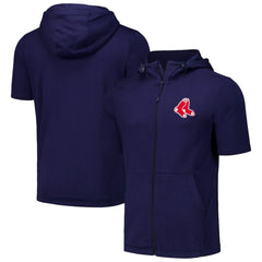 Boston Red Sox Levelwear Recruit Short Sleeve Full-Zip Hoodie Navy