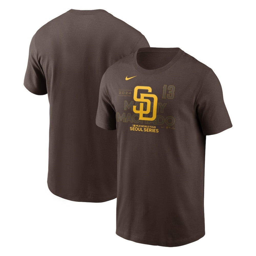 Manny Machado San Diego Padres 2024 MLB World Tour Seoul Series Player Name & Number Event Stack T-Shirt Brown | Nike