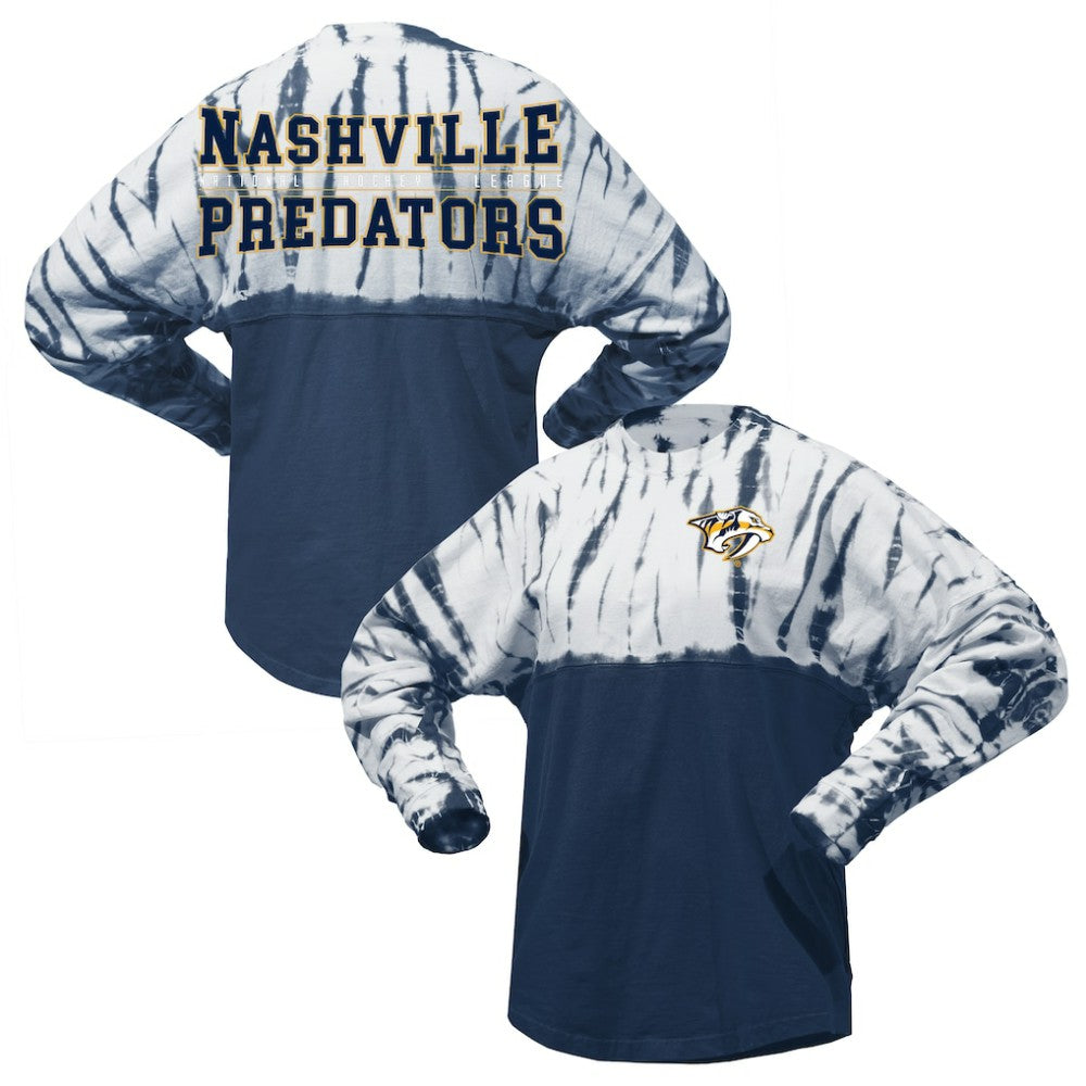 Nashville Predators Spirit Jersey Unisex Crystal Half Dye Long Sleeve T-Shirt Navy