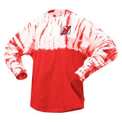 New Jersey Devils Spirit Jersey Unisex Crystal Half Dye Long Sleeve T-Shirt Red