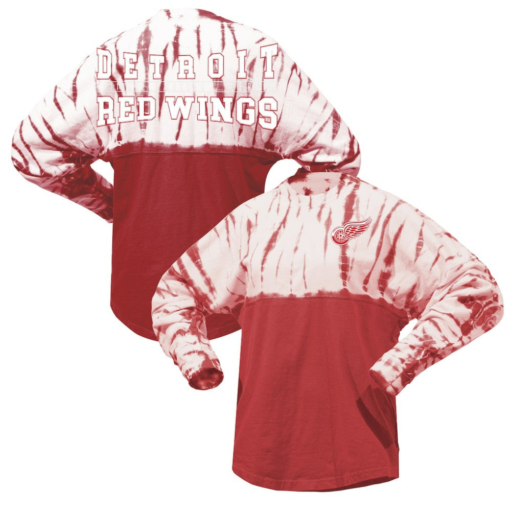 Detroit Red Wings Spirit Jersey Unisex Crystal Half Dye Long Sleeve T-Shirt Red