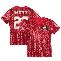 Christian McCaffrey San Francisco 49ers Women's Player Name & Number V-Neck Fashion Jersey - Scarlet outlet
