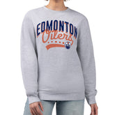 Edmonton Oilers G-III 4Her by Carl Banks Women's Filigree Team Graphic Fleece Pullover Sweatshirt Heather Gray