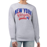 New York Rangers G-III 4Her by Carl Banks Women's Filigree Team Graphic Fleece Pullover Sweatshirt Heather Gray