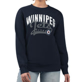 Winnipeg Jets G-III 4Her by Carl Banks Women's Filigree Team Graphic Fleece Pullover Sweatshirt Navy