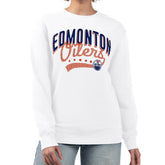 Edmonton Oilers G-III 4Her by Carl Banks Women's Filigree Team Graphic Fleece Pullover Sweatshirt White