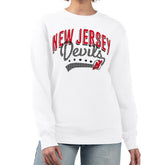New Jersey Devils G-III 4Her by Carl Banks Women's Filigree Team Graphic Fleece Pullover Sweatshirt White