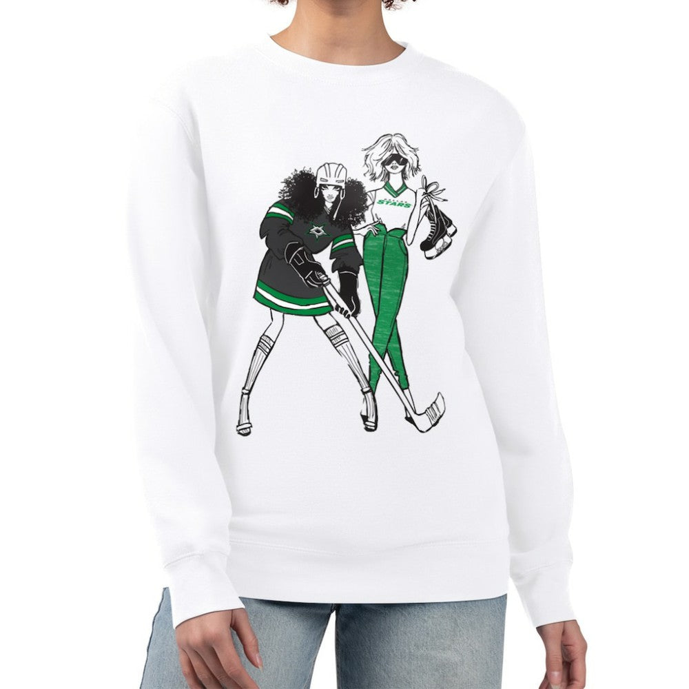 Dallas Stars G-III 4Her by Carl Banks Women's Hockey Girls Team Graphic Fleece Pullover Sweatshirt White