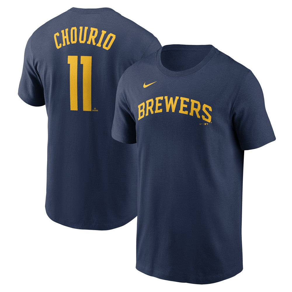 Jackson Chourio Milwaukee Brewers Fuse Name & Number T-Shirt Navy | Nike