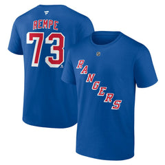 Matt Rempe New York Rangers Fanatics Authentic Stack Name & Number T-Shirt Blue