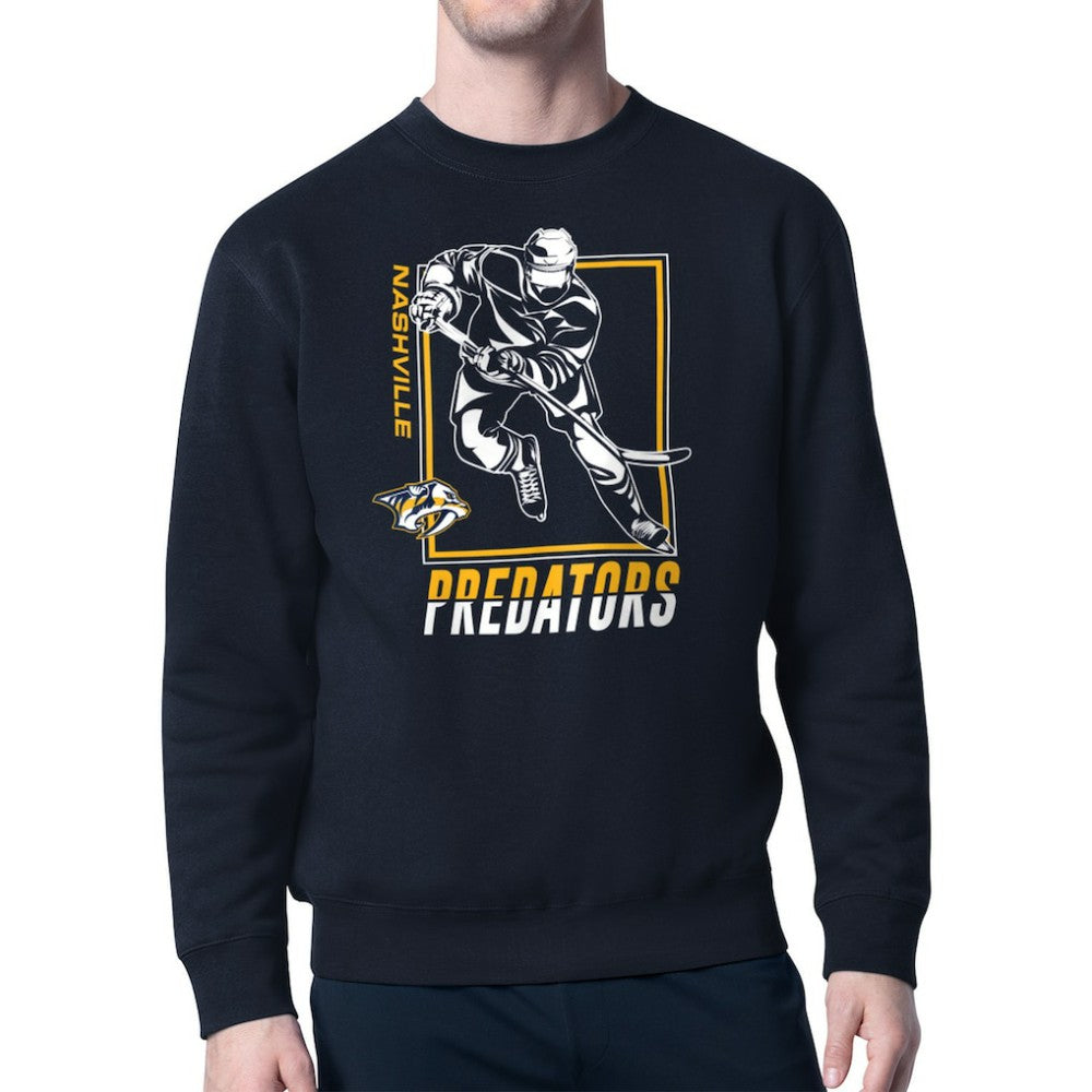 Nashville Predators Starter Player Grid Fleece Pullover Sweatshirt Navy
