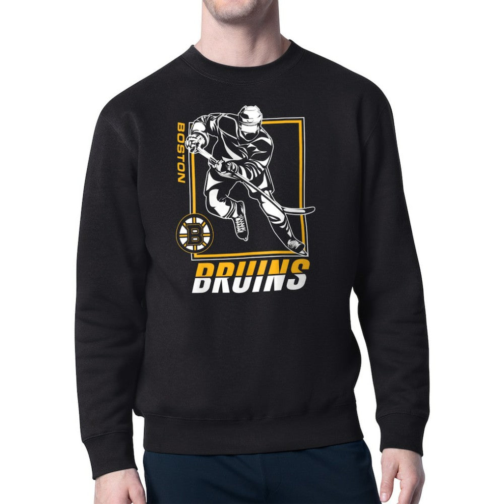 Boston Bruins Starter Player Grid Fleece Pullover Sweatshirt Black